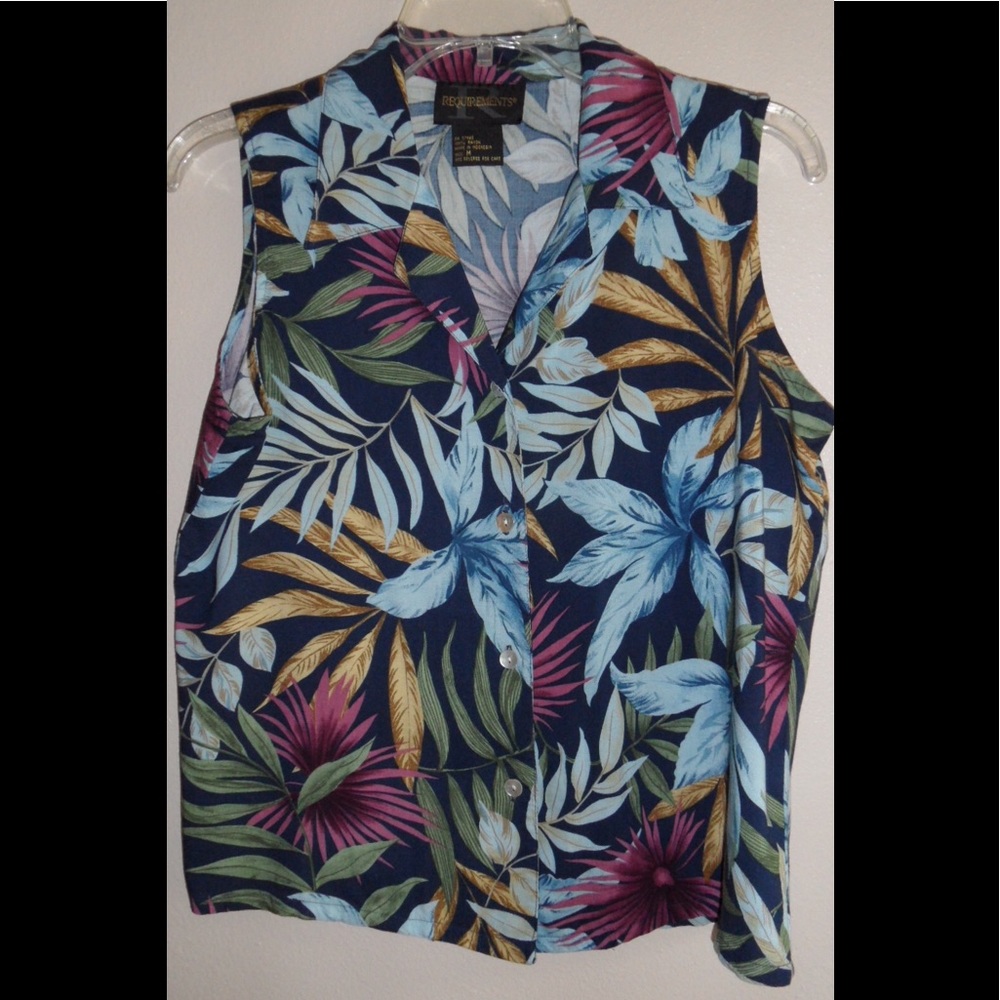 Tropical print sleeveless blouse